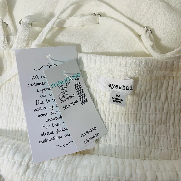 Maurices Eyeshadow NWT White Smock Strappy Hanky Hem Dress Medium Women’s - Picture 11 of 13